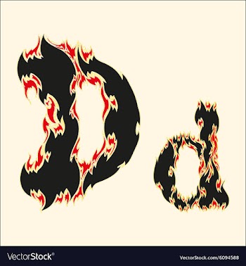 Fiery font Letter D on white vector image