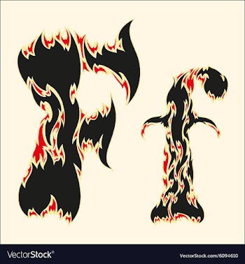 Fiery font Letter F on white vector image