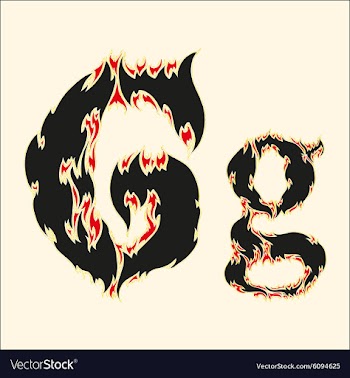 Fiery font Letter G on white vector image