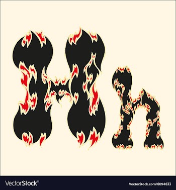 Fiery font Letter H on white vector image