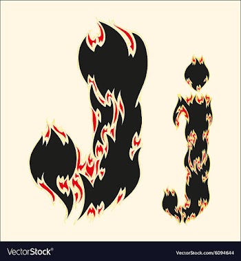 Fiery font Letter J on white vector image