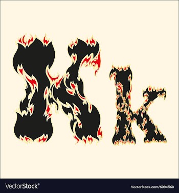 Fiery font Letter K on white vector image