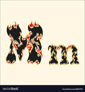 Fiery font Letter M on white vector image
