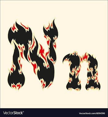 Fiery font Letter N on white vector image