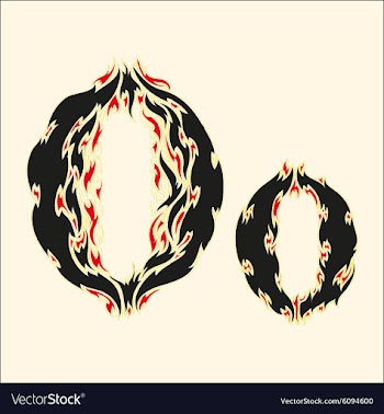 Fiery font Letter O on white vector image