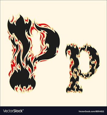 Fiery font Letter P on white vector image