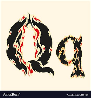 Fiery font Letter Q on white vector image