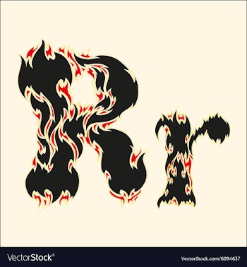 Fiery font Letter R on white vector image