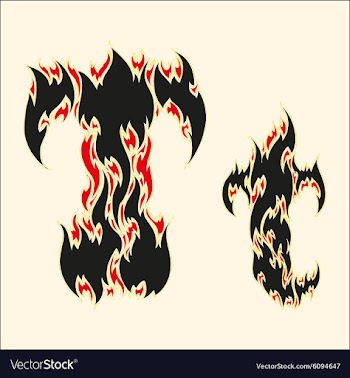 Fiery font Letter T on white vector image