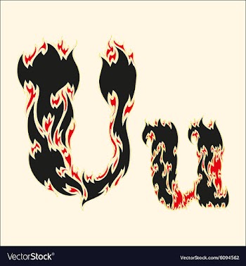 Fiery font Letter U on white vector image