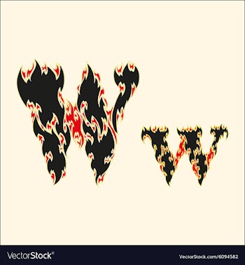Fiery font Letter W on white vector image