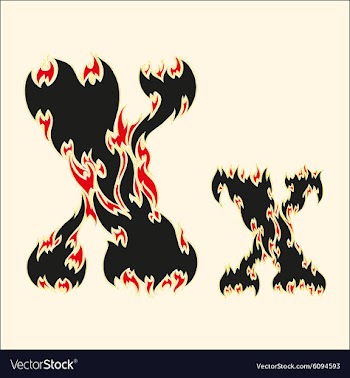 Fiery font Letter X on white vector image