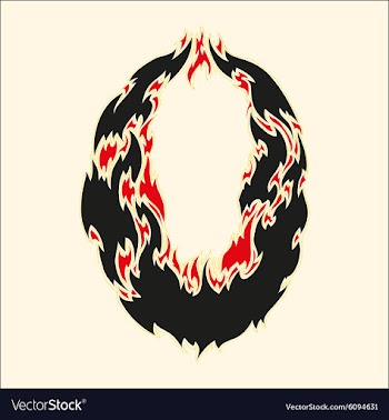 Fiery font number 0 on white vector image
