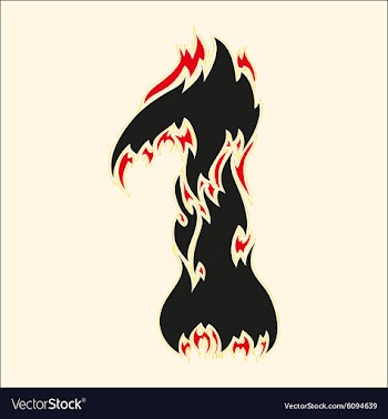 Fiery font number 1 on white vector image