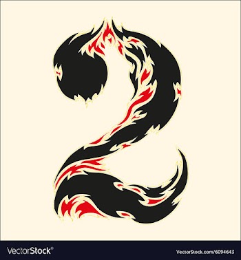 Fiery font number 2 on white vector image