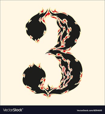 Fiery font number 3 on white vector image
