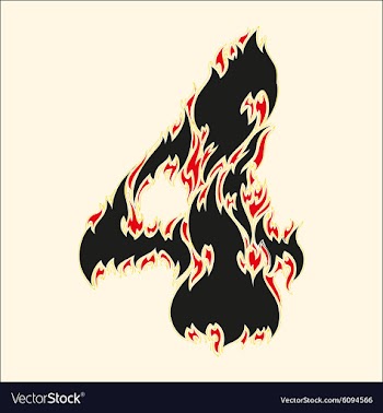 Fiery font number 4 on white vector image