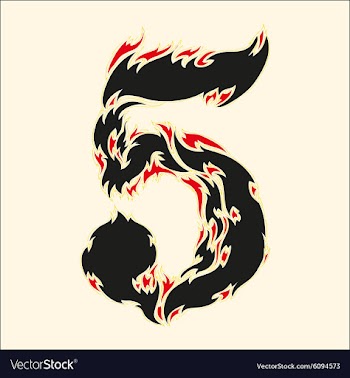 Fiery font number 5 on white vector image