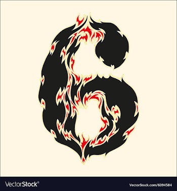 Fiery font number 6 on white vector image