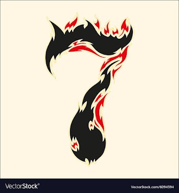 Fiery font number 7 on white vector image
