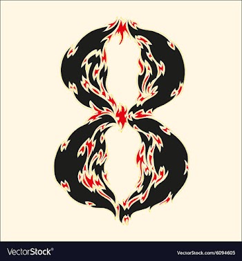 Fiery font number 8 on white vector image