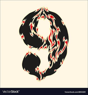 Fiery font number 9 on white vector image