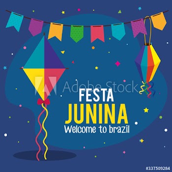 fiesta junina poster with kite and decoration design