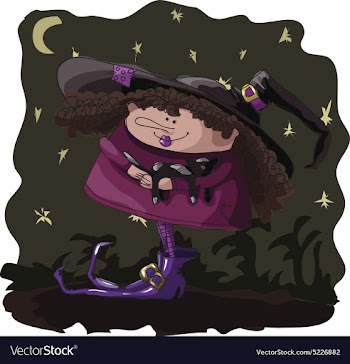 Figure witch with a cat on Halloween vector image