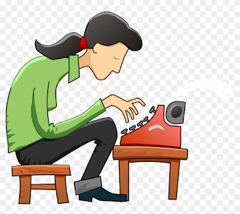 File - Girlwriting - Svg - Girl Using Typewriter In Clipart