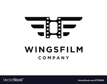 Film strip with wings logo design vector image