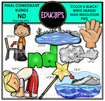 Final Consonant Blends N- & MP Clip Art Bundle (Color and B&W ...