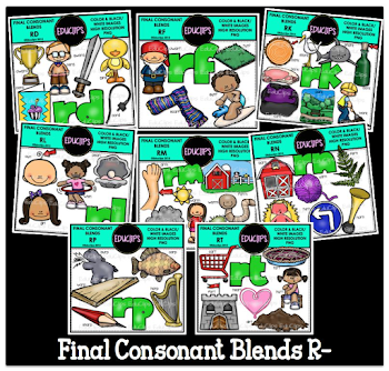 Final Consonant Blends R- Clip Art Bundle (Color and B&W ...