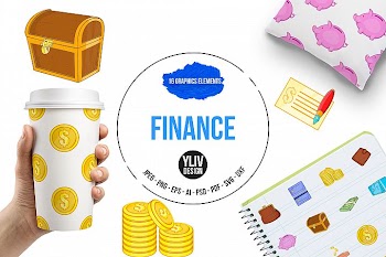 Finance icons set, cartoon style