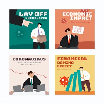 Financial impact during coronavirus pandemic template set vector  | Free  vector - 2307580
