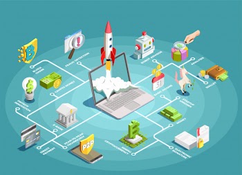 Financial technology isometric flowchart Free Vector