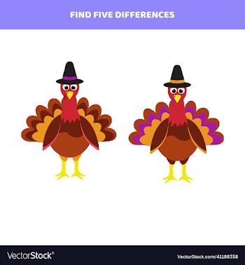 find five differences between cartoon turkeys