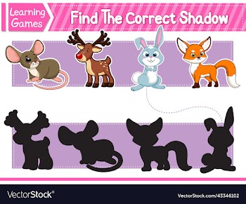 find the correct shadows of cute cartoon animals