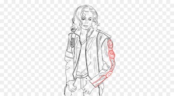Finger Line art White Sketch - design 