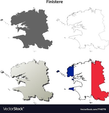 Finistere Brittany outline map set vector image