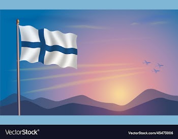 finland flag in the morning sun