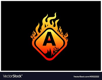 fire a letter logo and icon design template