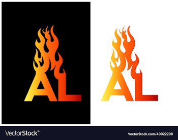 fire al letter logo and icon design template