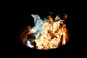 fire burning in barrel