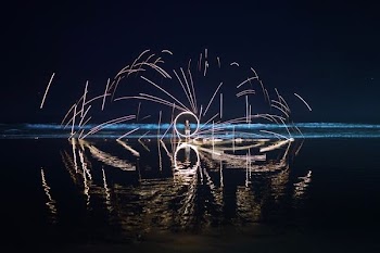 fire dancer digital wallpaper