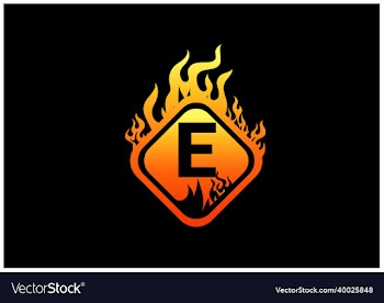 fire e letter logo and icon design template