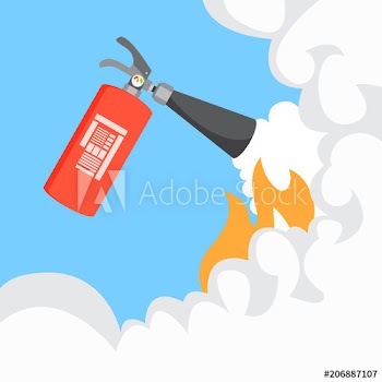 Fire extinguisher with smoke