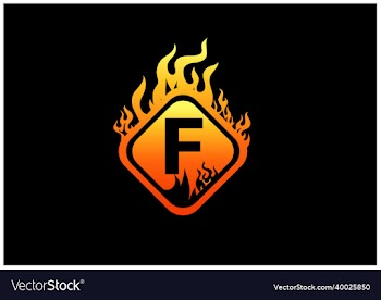 fire f letter logo and icon design template
