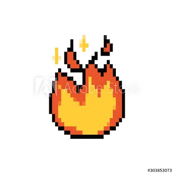 fire flame 8 bits pixelated style icon