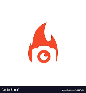 Fire flame camera logo icon vector image