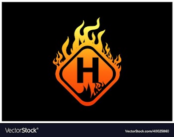 fire h letter logo and icon design template